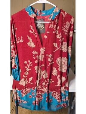 American Vintage Floral Patterned Long Sleeve Dress with Contrasting Collar